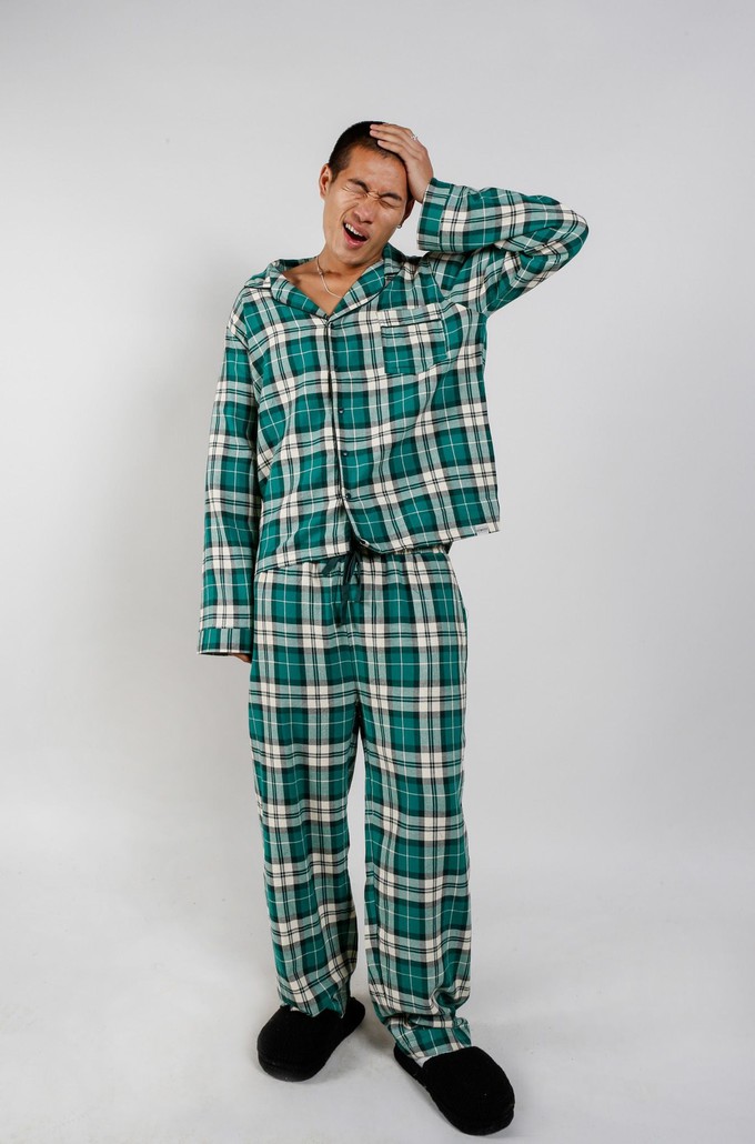 JIM JAM Mens GOTS Organic Cotton Pyjama Set - Green from KOMODO