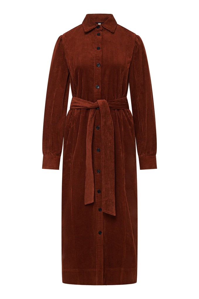 REINA - Organic Cotton Cord Dress Chestnut from KOMODO