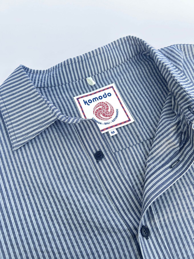 SPECTRE Organic Cotton Shirt - Navy Pinstripe from KOMODO