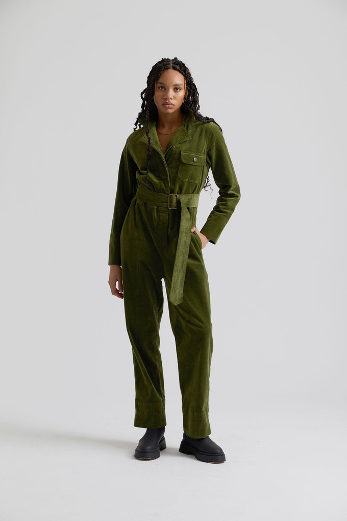 ELECTRA - Organic Cotton Needle Cord Jumpsuit Pine Green from KOMODO