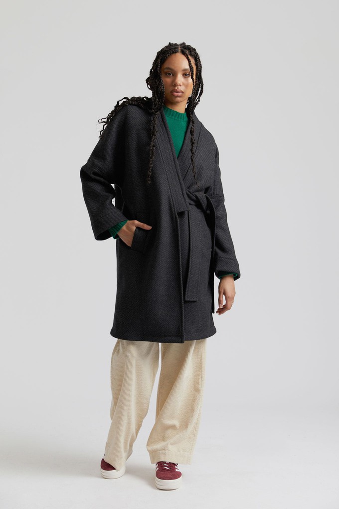 KAIA - Wool Blend Twill Coat Charcoal from KOMODO