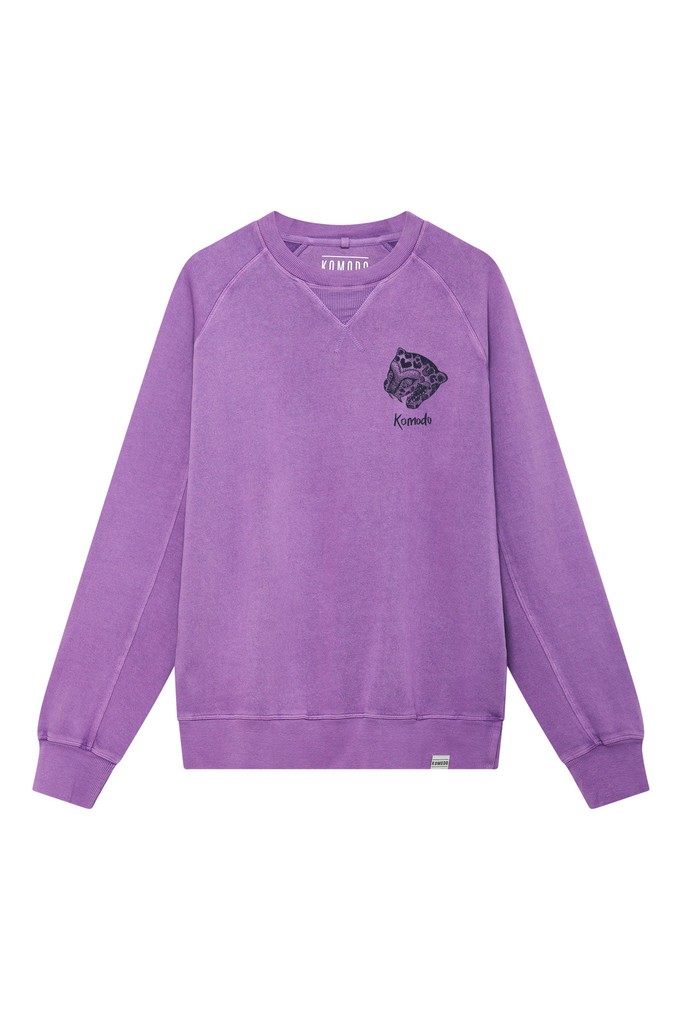 NEPALI LEOPARD - Organic Cotton Back Print Sweat Lilac from KOMODO