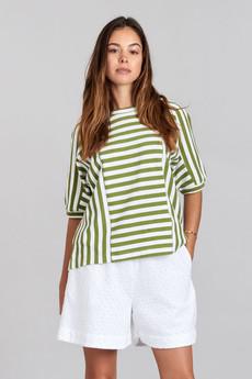 JUNIPER - GOTS Organic Cotton Top Green Stripe via KOMODO