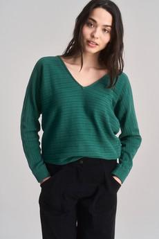 CLOVER - Pointelle Knit Organic Cotton Jumper - Dark Green via KOMODO