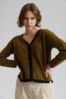 BINKY - Mohair Blend Cardigan Khaki via KOMODO