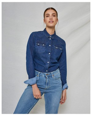 Sawtooth Shirt Worker Blue WOMEN from Kuyichi