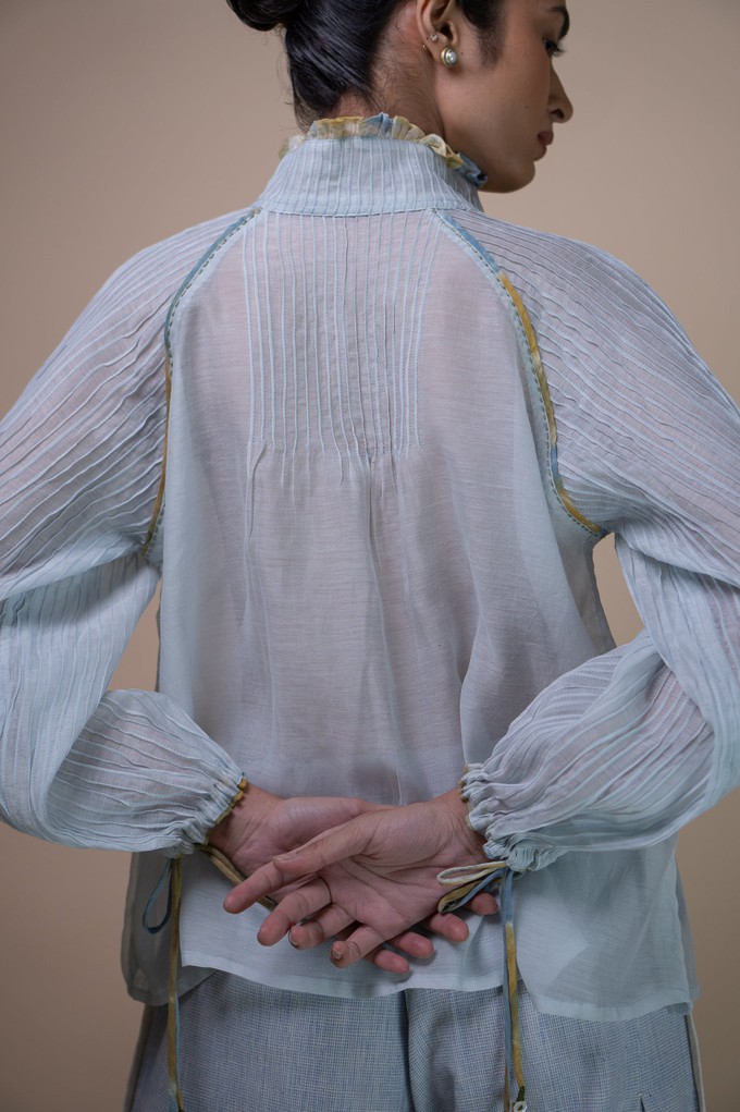 Meadows Pintucked Chanderi Blouse from Lafaani