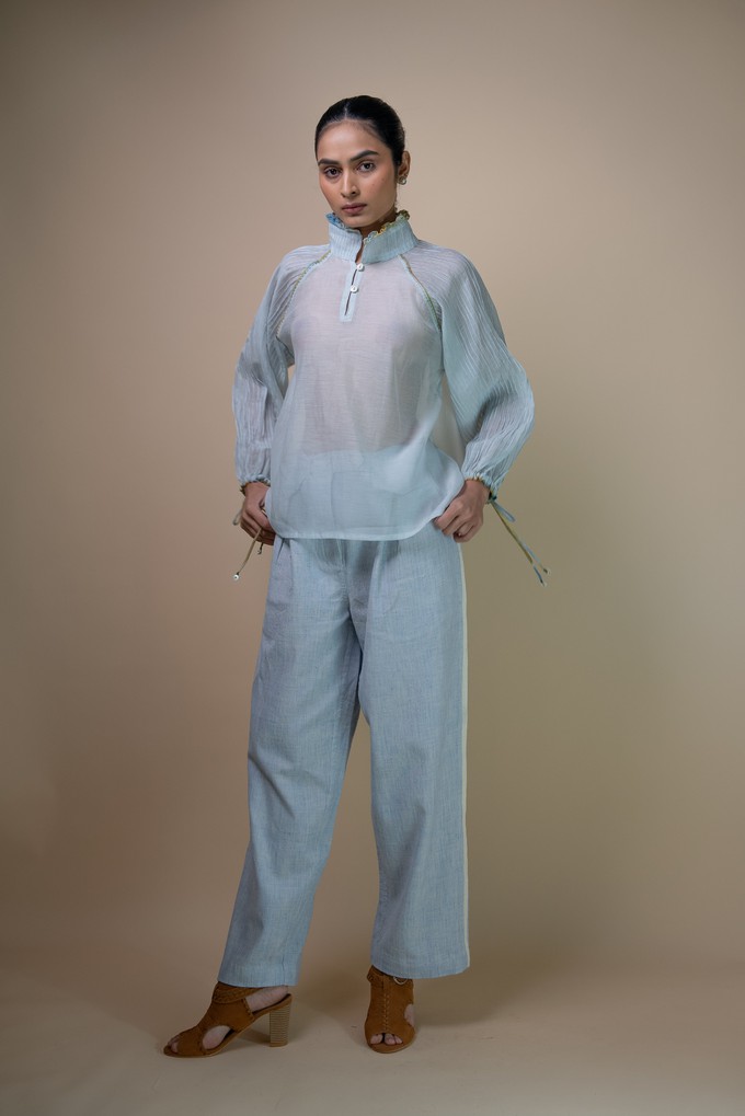 Meadows Pintucked Chanderi Blouse from Lafaani