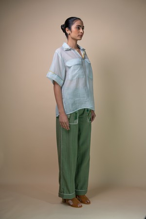 Meadows Patch Pocket Chanderi Shirt from Lafaani