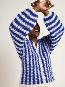 Striped sweater V-neck via LANIUS