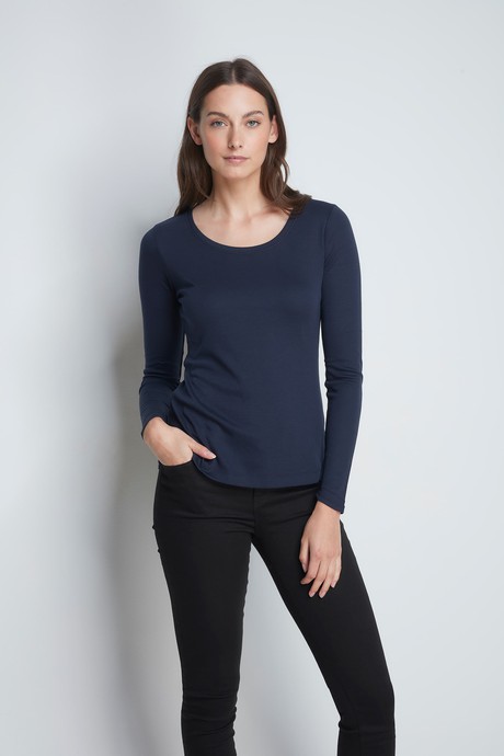 Long Sleeve Scoop Neck Cotton Modal Blend T-shirt from Lavender Hill Clothing