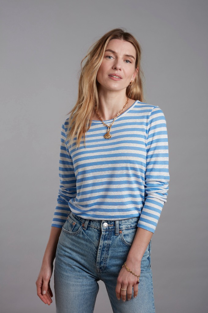 Long Sleeve Striped Linen T-shirt from Lavender Hill Clothing