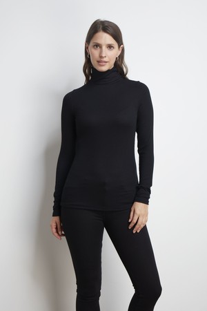 Silk Rib Roll Neck Top from Lavender Hill Clothing