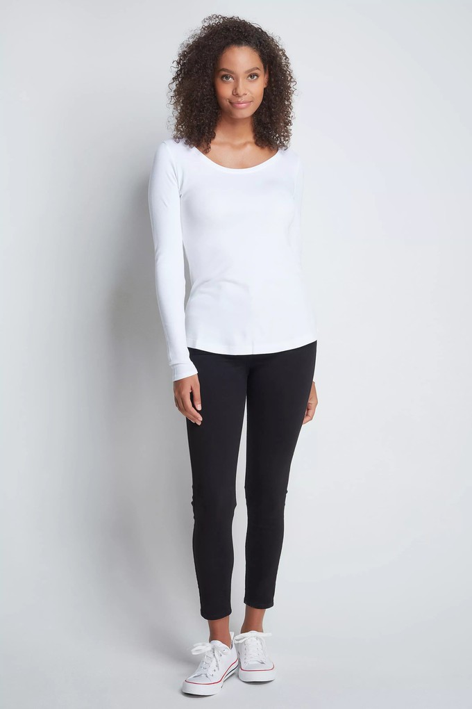 Long Sleeve Scoop Neck Cotton Modal Blend T-shirt from Lavender Hill Clothing