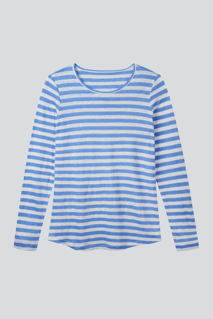 Long Sleeve Striped Linen T-shirt from Lavender Hill Clothing