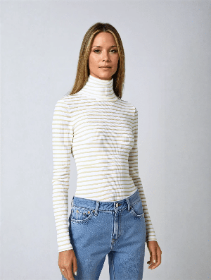 Striped Cotton Roll Neck from Lavender Hill Clothing