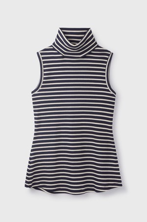 Sleeveless Striped Cotton Roll Neck from Lavender Hill Clothing