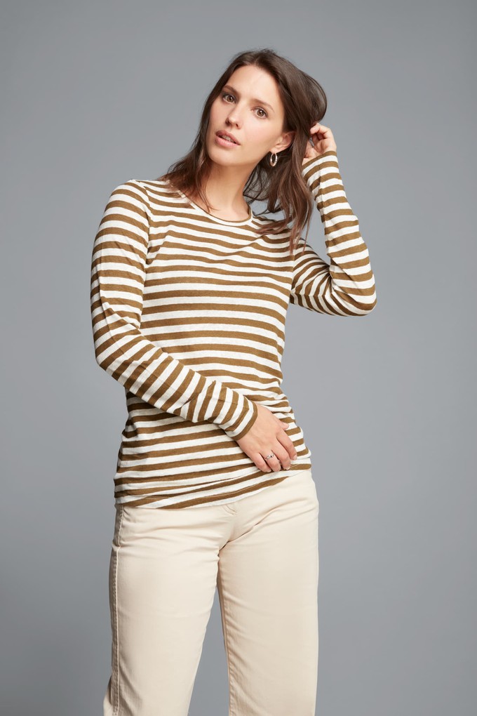 Long Sleeve Striped Linen T-shirt from Lavender Hill Clothing