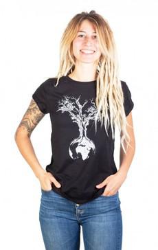 Fairwear Organic Shirt Women Black Weltenbaum via Life-Tree