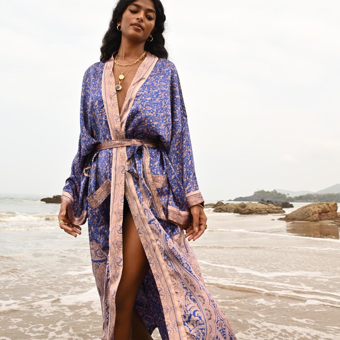 If Saris Could Talk Maxi Kimono- Emerald Lagoon from Loft & Daughter