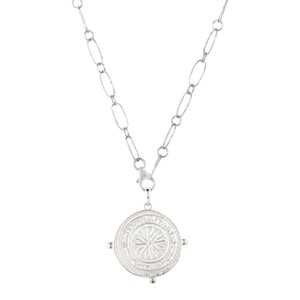 Divine Compass Link Chain Pendant Silver from Loft & Daughter