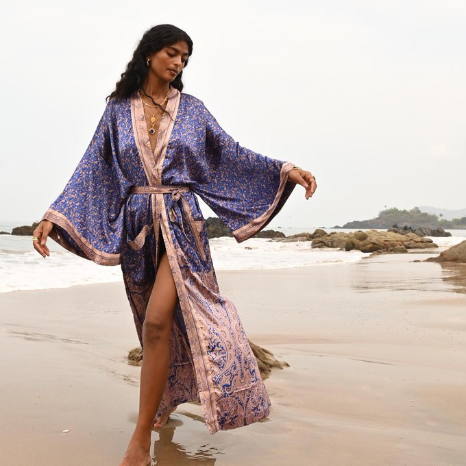 If Saris Could Talk Maxi Kimono- Blue Bohemia from Loft & Daughter