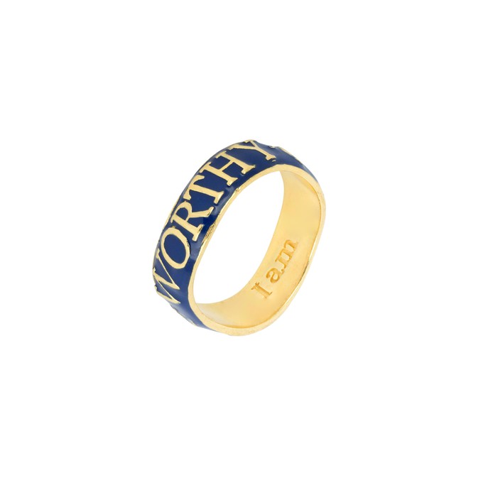 Worthy Affirmation Stacking Ring Blue from Loft & Daughter