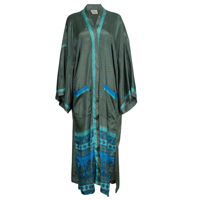 If Saris Could Talk Maxi Kimono- Ocean Mist from Loft & Daughter