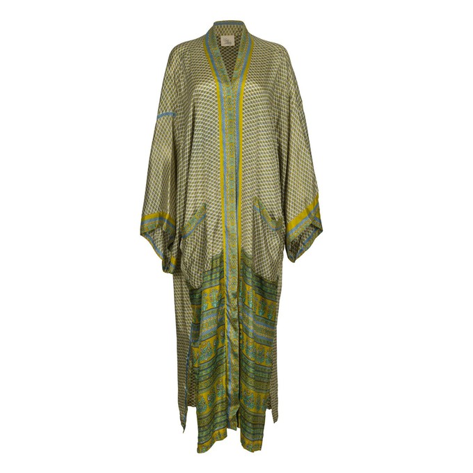 If Saris Could Talk Maxi Kimono- Saffron Floral Border from Loft & Daughter