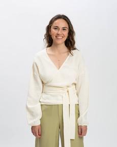 Muslin Wrap Blouse ecru via Matona