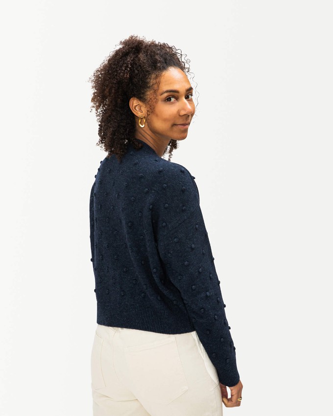 Project Cece Popcorn Cardigan navy