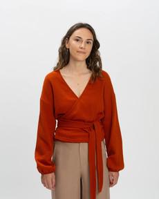 Muslin Wrap Blouse brick via Matona