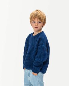 Round Neck Sweater royal blue via Matona