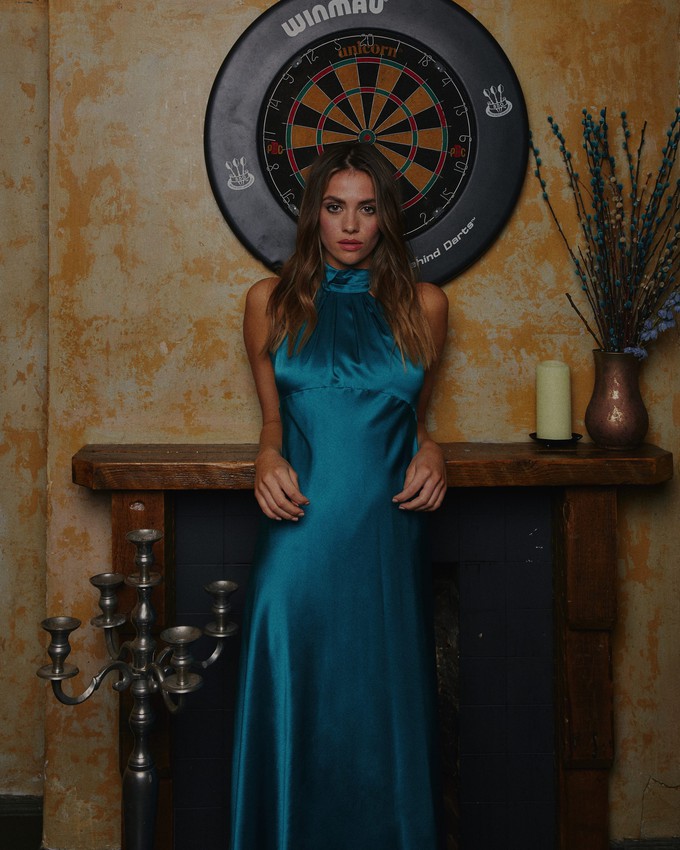 TEAL SILK DRESS from MONIQUE SINGH