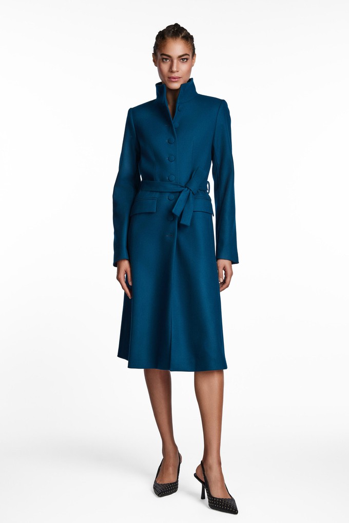 TEAL TAILORED WOOL COAT from MONIQUE SINGH