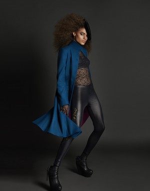 TEAL TAILORED WOOL COAT from MONIQUE SINGH