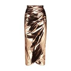 LONG LIQUID BRONZE DRAPED SKIRT via MONIQUE SINGH