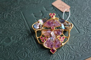 Gold Plated Gemstone Brooch from MPIRA