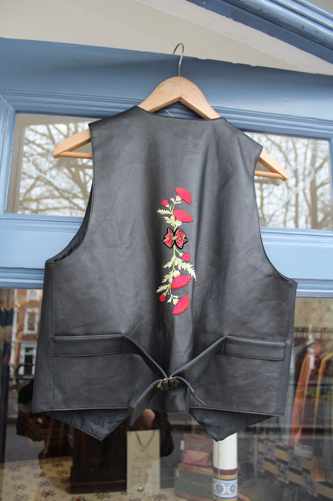 Upcycled Embroidered & Embellished Leather Waistcoat from MPIRA