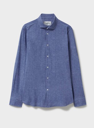 Recycled Italian Blue Slub Cut Away Comfort Shirt from Neem London