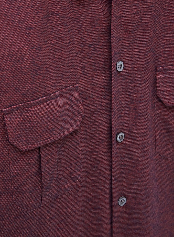 Recycled Italian Flannel Deep Red Over-Shirt from Neem London