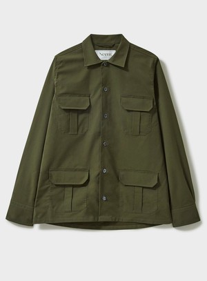 Set 3: Neem Green 4-Pocket Rain Jacket + Navy Flannel Overshirt + Navy Soft Pleated Trousers from Neem London