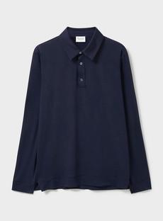 ZQ Merino Wool Jersey Navy Long Sleeve Polo via Neem London