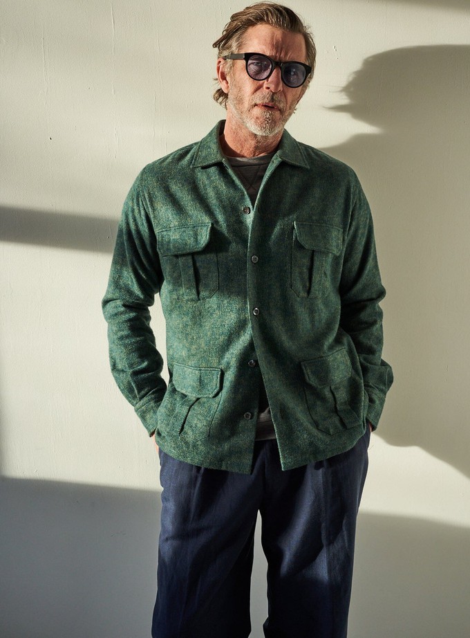 Heavy Recycled Soft Flannel Green Men's Overshirt from Neem London