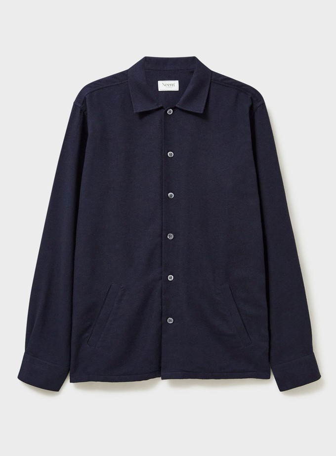 Recycled Italian Flannel Deep Navy St James Overshirt from Neem London