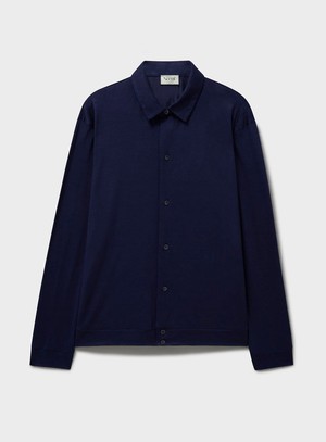 ZQ Merino Wool Jersey Steel Blue Audley Overshirt from Neem London