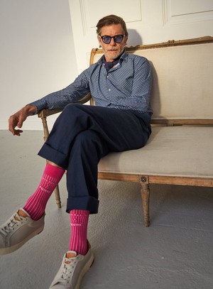 Recycled British Ribbed Cotton Bright Pink Men's Socks from Neem London