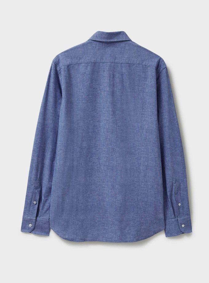 Recycled Italian Blue Slub Cut Away Comfort Shirt from Neem London