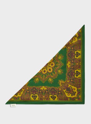 Biodegradable Italian Tencel Green Motif Neem and Mustard Print Neck Scarf from Neem London