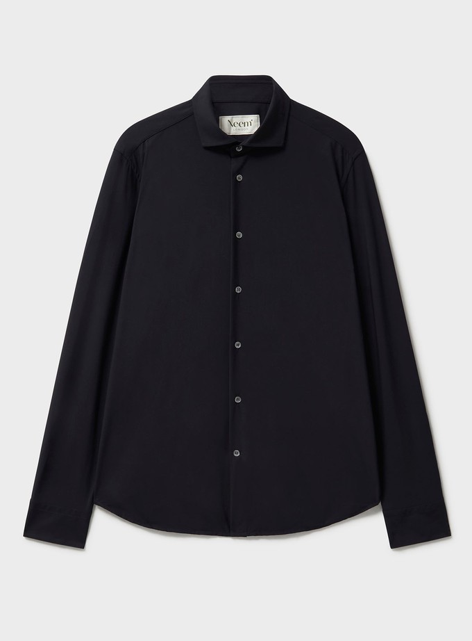 Recycled Italian Black Cut Away Comfort Shirt from Neem London